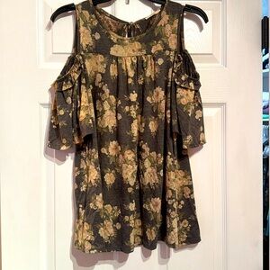 Easel Flowy Open Shoulder Top